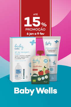 Marca Baby Wells com at&eacute; 15% desconto direto - de 6 janeiro a 9 fevereiero